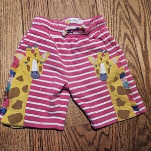 Mini Boden Shorts 4T 4Y Giraffe Stripped Pink Pockets Girl Toddler Embroidered
